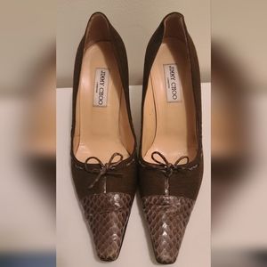 Jimmy Choo brown heels with croc embossed size EU 40/ US 9